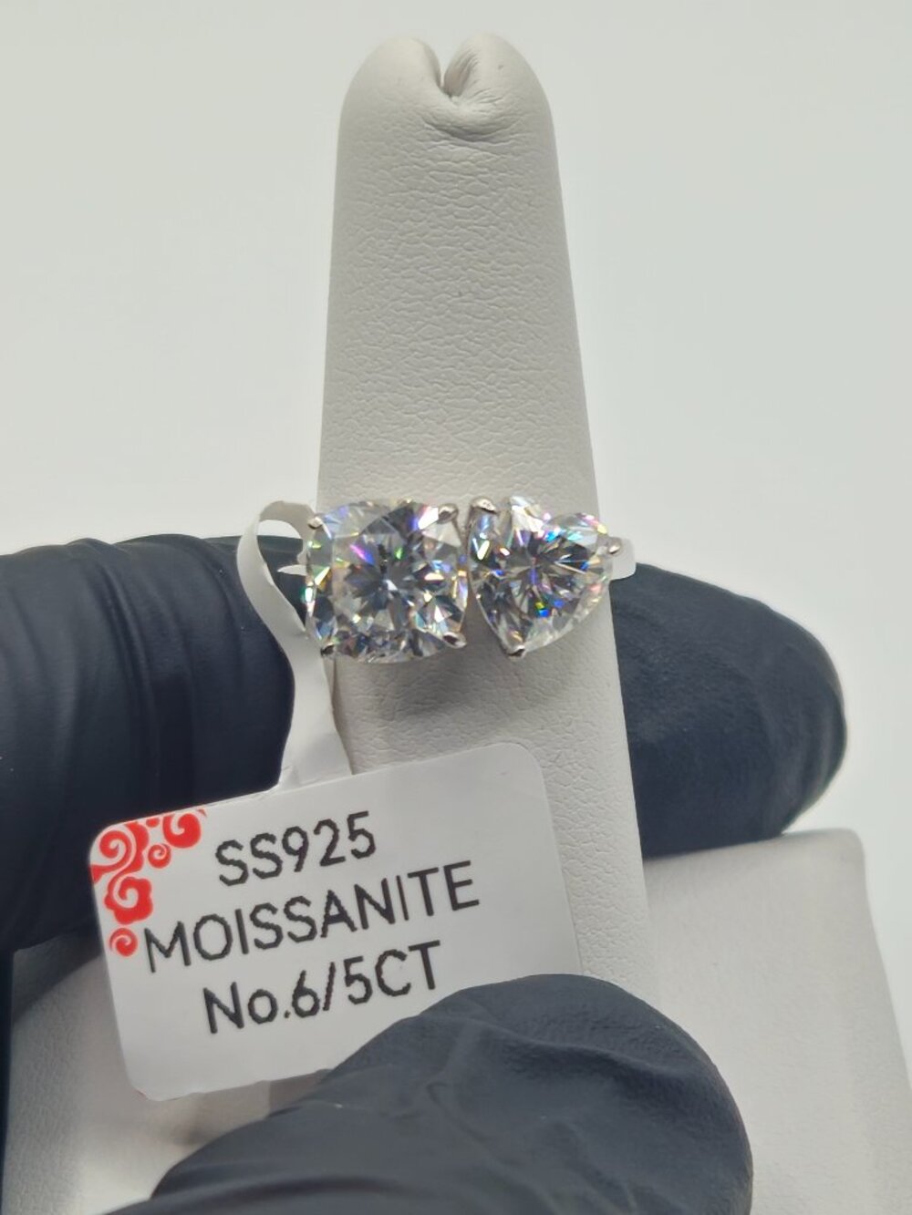 5 CTW Moissanite Toi et Moi Ring Solid .925 Sterling Silver Size 6